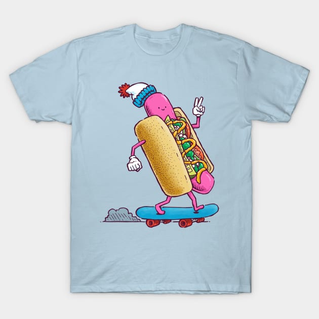 Skater Chicago Dog T-Shirt by nickv47